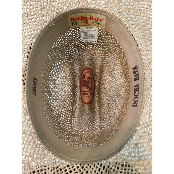 Vintage Rocha Hat Medium 21.5” Circumference Cowboy Woven Stiff Straw EUC! - Picture 5 of 14